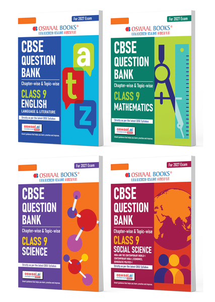 CBSE Question Bank English, Mathematics, Science & Social Science Chapter-wise & Topic-wise Class 9 (Set of 4 Books) For 2027 Exam with Competency Based Questions & Comprehensive NCERT coverage