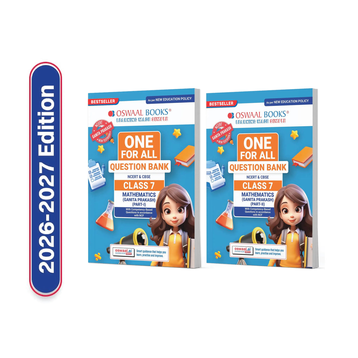 Oswaal One For All Question Banks NCERT & CBSE Class 7 (Set of 2 Books) Mathematics Part-1 & Part-2 (For Latest Exam)