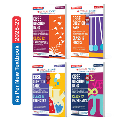 Oswaal CBSE Question Bank for Class 12 English Core, Physics, Chemistry & Maths (Set of 4) Chapter & Topic-wise: Solved Papers (2017-2026) | Includes 2026 solved Papers | With Oswaal AI | For 2027 Exam