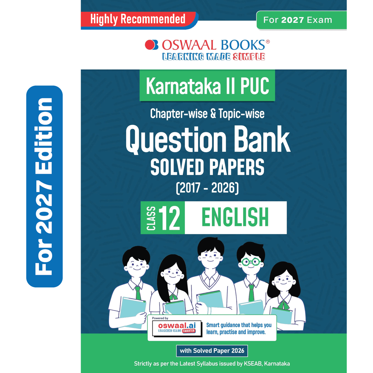 Oswaal Karnataka II PUC Chapter-wise & Topic-wise Question Bank Class 12 English | 1550+ Questions | Revision Notes, Mind Maps, Mnemonics | Fully Solved PYQs (2026-2017) | 2027 Board Exam | Oswaal AI