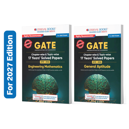 Oswaal GATE General Aptitude & Engineering Mathematics Set of 2 | 17 Years' Chapter-wise & Topic-wise Solved Papers | 2010-2026 | All Streams: CS, EC, EE, ME, CE, IT | For 2027 Exam