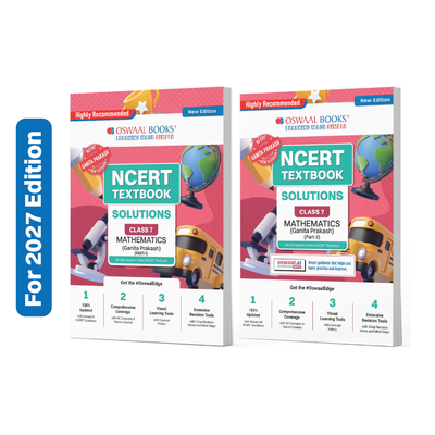 Oswaal NCERT Textbook Solutions Class 7 Mathematics (Ganita Prakash) Part-1 & Part-2 | Set of 2 Books | For Latest Exam