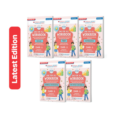 Oswaal One for All Workbook Class 3 English, Hindi, Maths, GK & EVS (Set of 5 Books) | 50+ Concept-wise Perforated Worksheets | NEP 2020 & NCF 2023 Aligned | For CBSE & State Boards | Builds Concept Clarity & Scientific Skills
