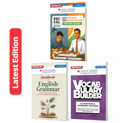 Oswaal SSC CGL Tier-1 Set of 3 English Medium | 29 PYQ Solved Papers + English Grammar Handbook + Vocabulary Builder | 3000+ Questions Year-wise 2016-2025 | For 2026 Exam