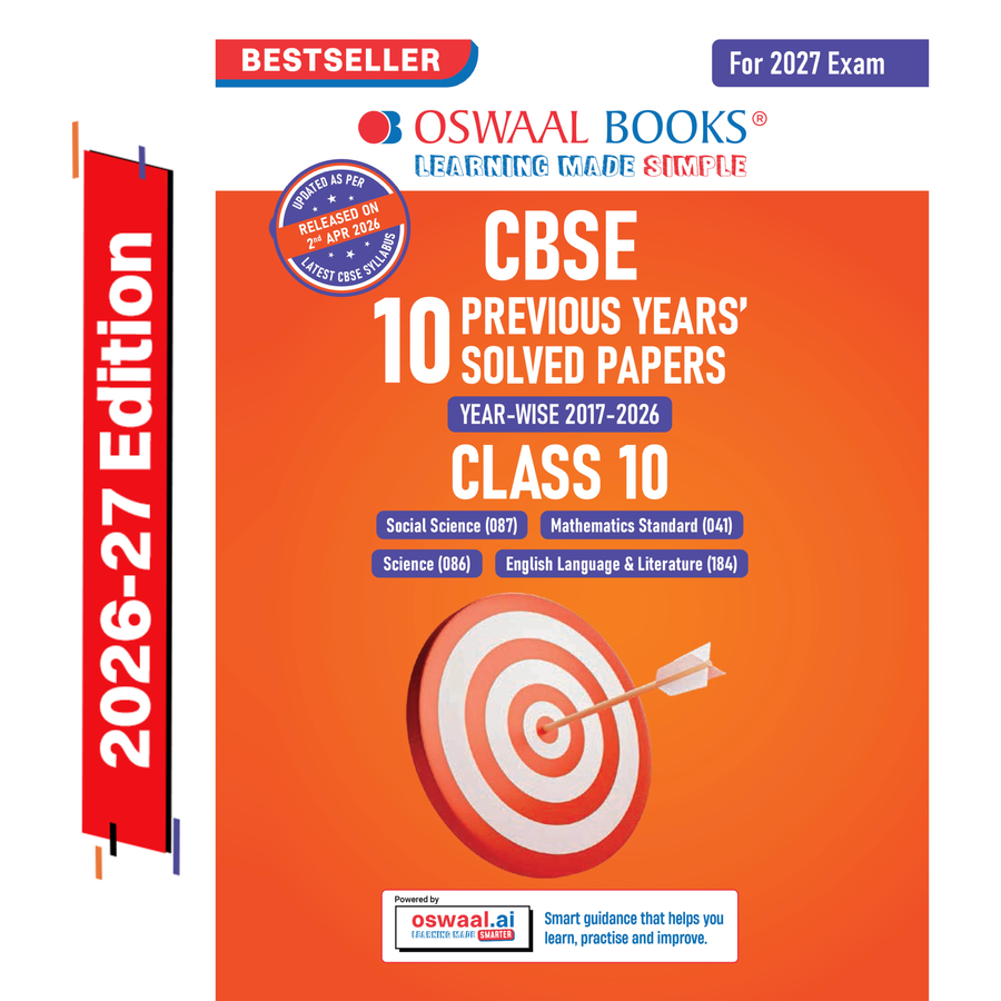 Oswaal CBSE 10 Previous Years Papers | Year-wise: Solved Papers (2017-2026) for Class 10 | Includes 2026 Papers (Delhi & Outside Delhi)- fully solved | NCERT & Competency-based questions | For 2027 Exam