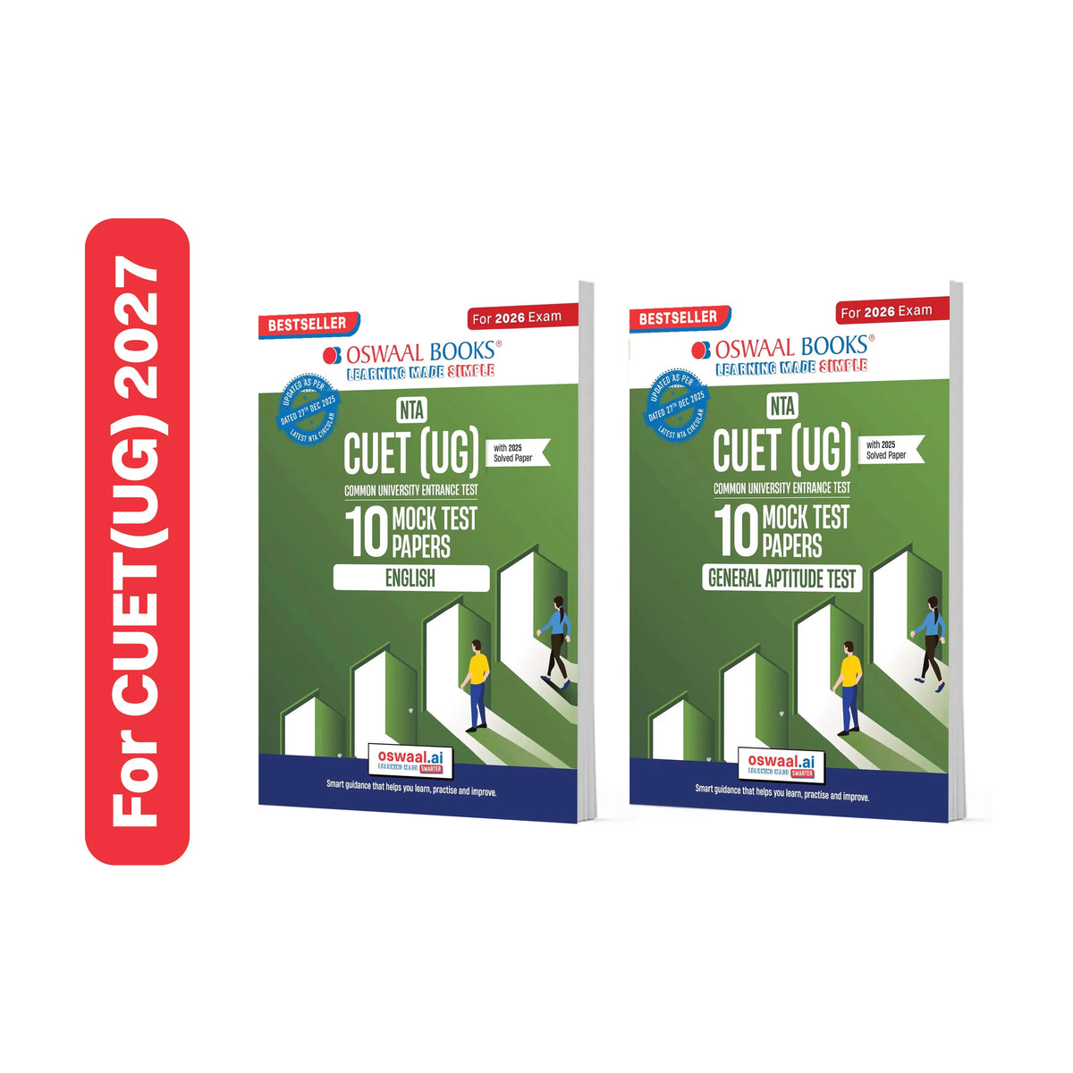 Oswaal NTA CUET (UG) Mock Test Papers | English & General Aptitude Test (Set of 2 Books) | For 2026 Exam (Section-II) (as per latest 27 Dec., notification) Includes 2025 solved Paper | With Oswaal AI