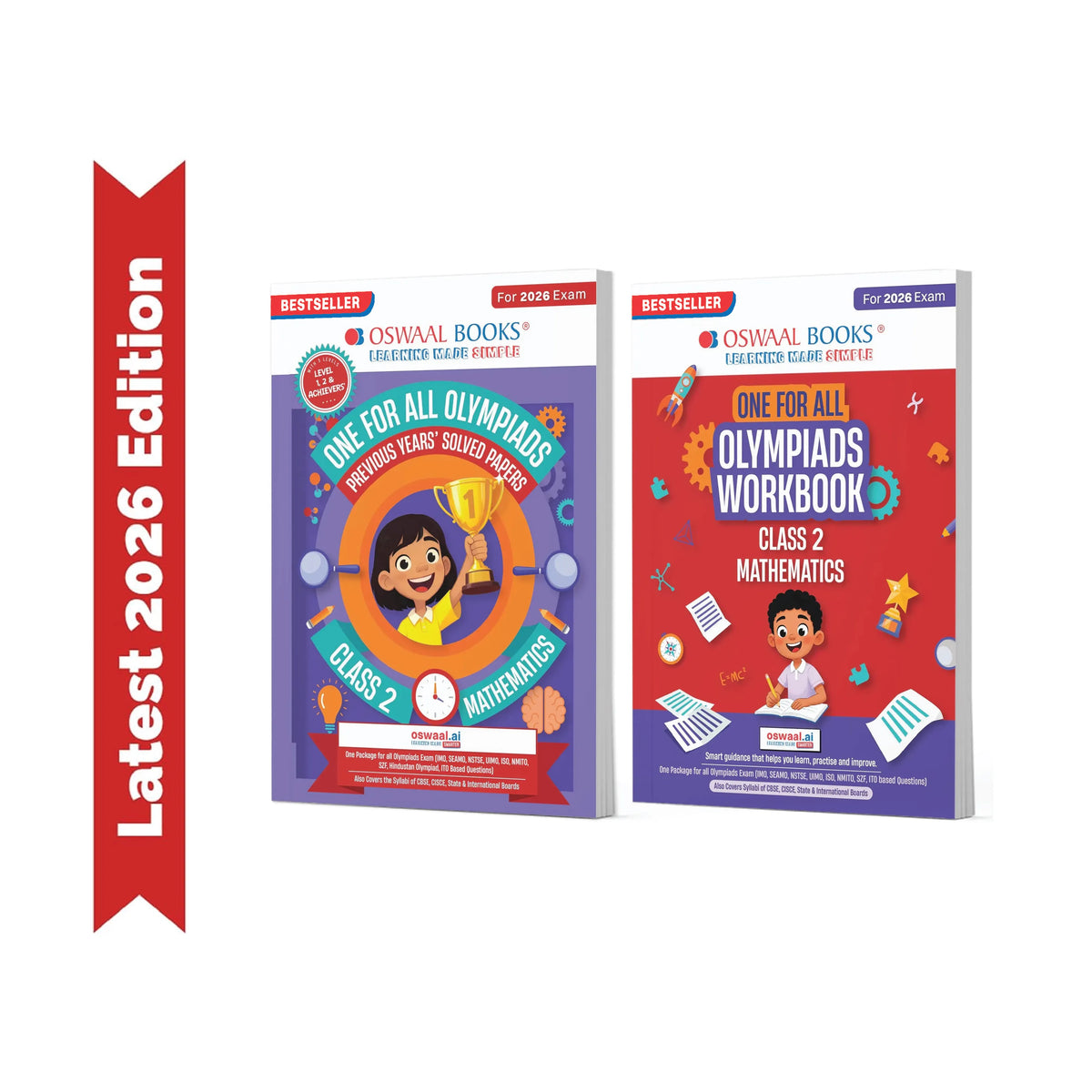 Oswaal One For All Olympiads Class 2 Maths Prep-Guide | Chapter-wise Previous Years' Solved Papers + Workbook (Set of 2 Books) | Questions for SOF IMO & Other Olympiad Exams 2026