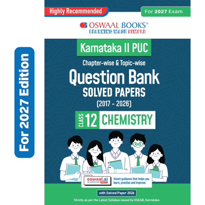 Oswaal Karnataka II PUC Chapter-wise & Topic-wise Question Bank Class 12 Chemistry | 1550+ Questions, Revision Notes, Mind Maps, Mnemonics, Fully Solved PYQs (2026-2017) | 2027 Board Exam | Oswaal AI