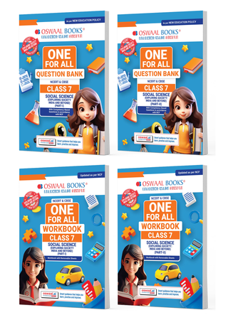 One For All Question Bank  + One For All Workbook (NCERT & CBSE) Social Science Part-1 & Part-2 Class 7 (Set of 4 Books) | Updated As Per NCF For Latest Exam