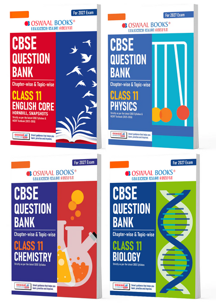 CBSE Question Bank (Set of 4 Books) English Core, Physics, Chemistry and Biology Chapter-wise & Topic-wise Class 11 For 2027 Exam with Competency Based Questions & Comprehensive NCERT coverage