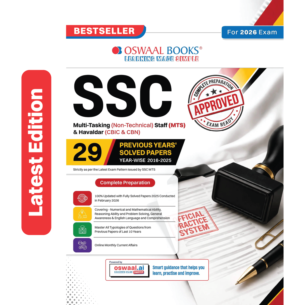 Oswaal SSC MTS & Havaldar 29 Previous Years Solved Papers English Medium | 2900+ Questions + 2 Sample Papers | CBIC & CBN Year-wise 2016-2025 | For 2026 Exam