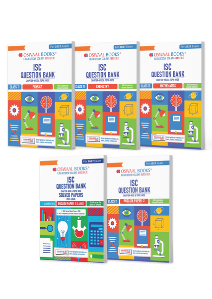 Class 11 ISC Physics, Chemistry, Maths, English Paper-1 & 2  Question Bank (Set of 5 Books) | Chapter-wise & Topic-wise with Competency Based Questions | For 2027 Exam | Self-Assessment Papers