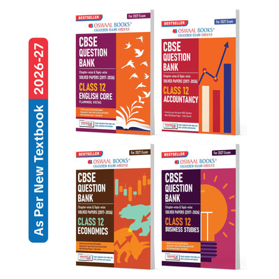Oswaal CBSE Question Bank for Class 12 English Core, Accountancy, Business Studies & Economics (Set of 4) Chapter & Topic-wise: Solved Papers (2017-2026) | Includes 2026 solved Papers | With Oswaal AI | For 2027 Exam