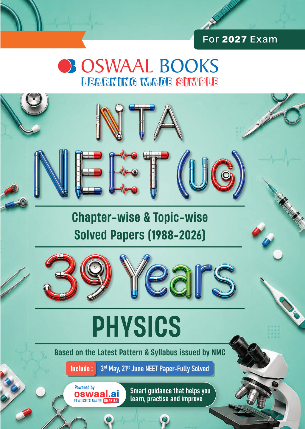 Cover of NEET (UG) 39 Years’ Physics Question Bank by Oswaal Books