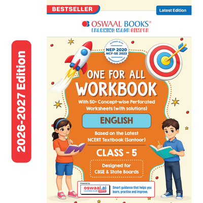 Oswaal One for All Workbook Class 5 English | 50+ Concept-wise Perforated Worksheets | Based on NCERT Santoor | NEP 2020 & NCF 2023 Aligned | For CBSE & State Boards | Builds Concept Clarity & Scientific Skills