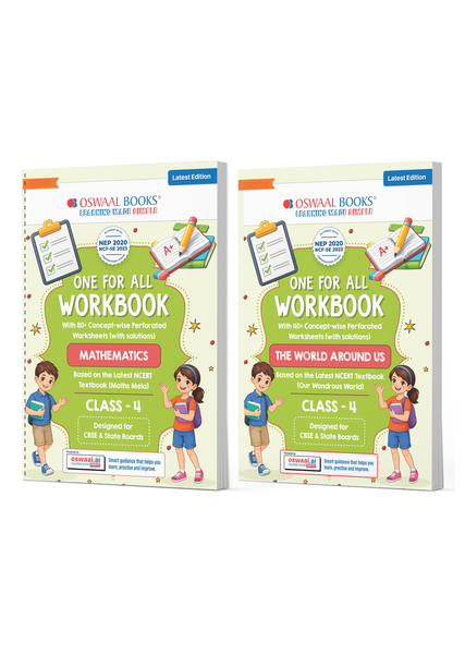 One for All Workbook Class 4 Maths & EVS (Set of 2 Books) | 50+ Concept-wise Perforated Worksheets | NEP 2020 & NCF 2023 Aligned | For CBSE & State Boards | Builds Concept Clarity & Scientific Skills
