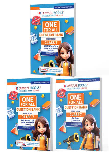 One For All Question Banks NCERT & CBSE Class 7 (Set of 3 Books) Mathematics Part-1, Part-2 & Science (For Latest Exam)