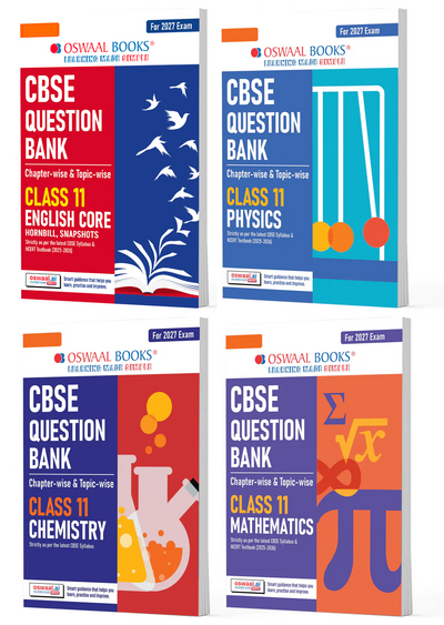 CBSE Question Bank (Set of 4 Books) English Core, Physics, Chemistry and Maths Chapter-wise & Topic-wise Class 11 For 2027 Exam with Competency Based Questions & Comprehensive NCERT coverage