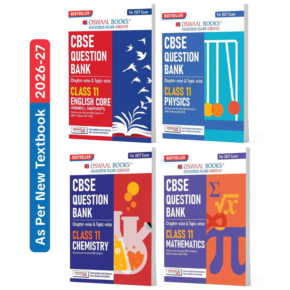 Oswaal CBSE Question Bank (Set of 4 Books) English Core, Physics, Chemistry and Maths Chapter-wise & Topic-wise Class 11 For 2027 Exam with Competency Based Questions & Comprehensive NCERT coverage