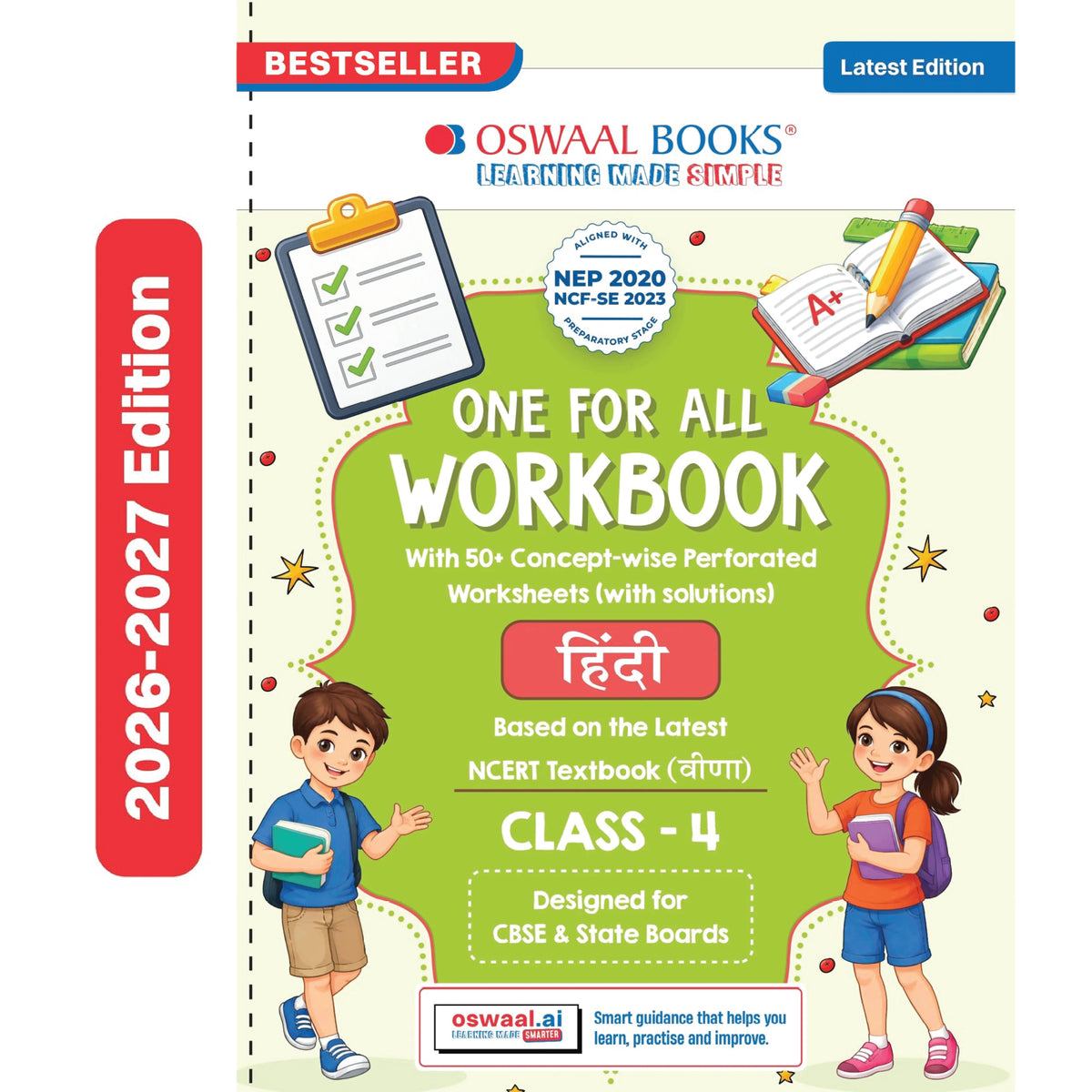 Oswaal One for All Workbook Class 4 Hindi | 50+ Concept-wise Perforated Worksheets | Based on NCERT Veena | NEP 2020 & NCF 2023 Aligned | For CBSE & State Boards | Builds Concept Clarity & Scientific Skills