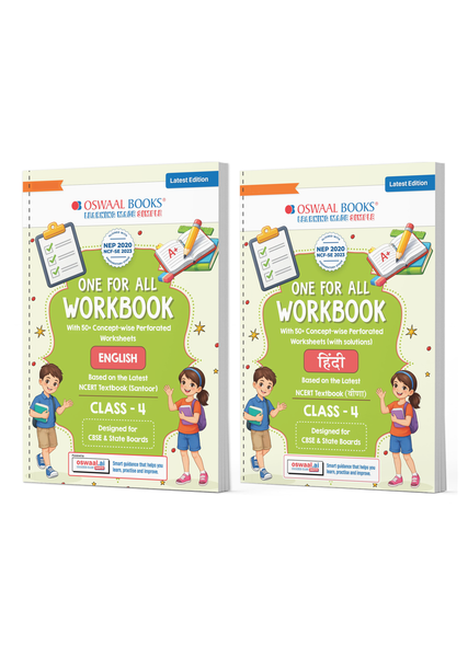 One for All Workbook Class 4 English & Hindi (Set of 2 Books) | 50+ Concept-wise Perforated Worksheets | NEP 2020 & NCF 2023 Aligned | For CBSE & English Medium Boards | Builds Concept Clarity & Scientific Skills