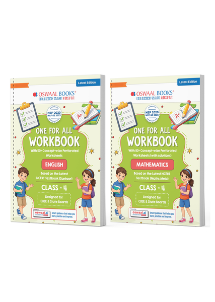 One for All Workbook Class 4 English & Maths (Set of 2 Books) | 50+ Concept-wise Perforated Worksheets | NEP 2020 & NCF 2023 Aligned | For CBSE & English Medium Boards | Builds Concept Clarity & Scientific Skills