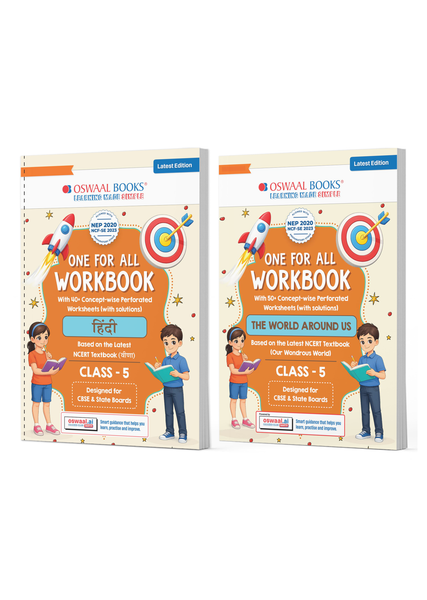 One for All Workbook Class 5 Hindi & EVS (Set of 2 Books) | 50+ Concept-wise Perforated Worksheets | NEP 2020 & NCF 2023 Aligned | For CBSE & State Boards | Builds Concept Clarity & Scientific Skills