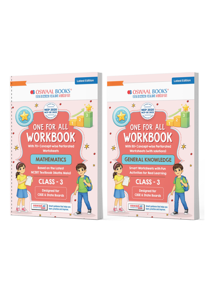 One for All Workbook Class 3 Maths & General Knowledge (Set of 2 Books) | 50+ Concept-wise Perforated Worksheets | NEP 2020 & NCF 2023 Aligned | For CBSE & State Boards | Builds Concept Clarity & Scientific Skills