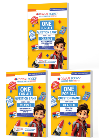 One For All Question Banks NCERT & CBSE Class 8 (Set of 3 Books) Mathematics Part-1, Part-2 & English (For Latest Exam)