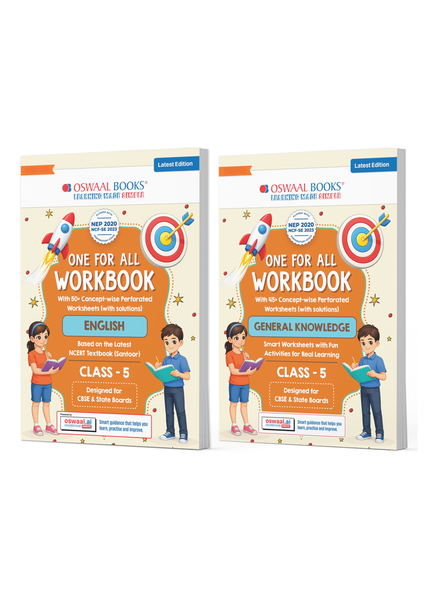 One for All Workbook Class 5 English & General Knowledge (Set of 2 Books) | 50+ Concept-wise Perforated Worksheets | NEP 2020 & NCF 2023 Aligned | For CBSE & State Boards | Builds Concept Clarity & Scientific Skills