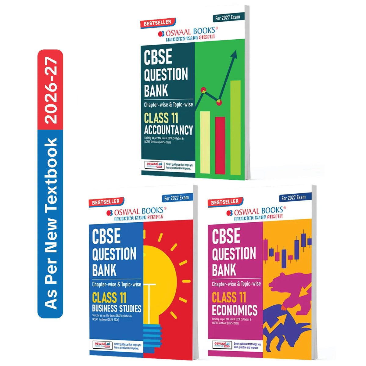 Oswaal CBSE Question Bank (Set of 3 Books) Accountancy, Economics and Business Studies Chapter-wise & Topic-wise Class 11 For 2027 Exam with Competency Based Questions & Comprehensive NCERT coverage