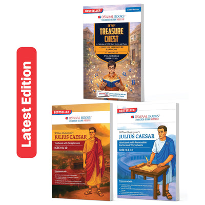 Oswaal ICSE English Literature (Set of 3 Books) Class 9 & 10 (2027 Exam): Treasure Chest Handbook + Julius Caesar Workbooks & Textbook | Powered by Oswaal AI