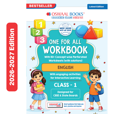 Oswaal One for All Workbook Class 1 English | 50+ Concept-wise Perforated Worksheets | Based on NCERT Mridang | NEP 2020 & NCF 2023 Aligned | For CBSE & State Boards | Builds Concept Clarity & Scientific Skills