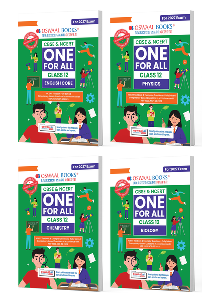 CBSE & NCERT One for All Class 12 English Core, Physics, Chemistry & Biology (Set of 4  Books)| Includes 2026 Papers (Delhi & Outside Delhi)- fully solved | With NCERT, NCERT Exemplar & Competency-based questions | For 2027 Exam | With Oswaal AI