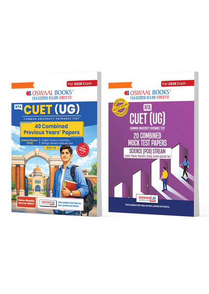 NTA CUET (UG) 40 Combined Previous Years Solved Papers & 20 Combined Mock Test Papers (Set of 2 Books) Science Stream (PCB) English, Physics, Chemistry, Biology & General Aptitude Test For 2026 Exam