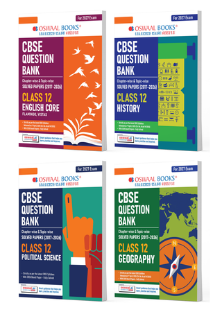 CBSE Question Bank for Class 12 English Core, History, Political Science & Geography (Set of 4) Chapter & Topic-wise: Solved Papers (2017-2026) | Includes 2026 solved Papers | With oswaal.ai | For 2027 Exam