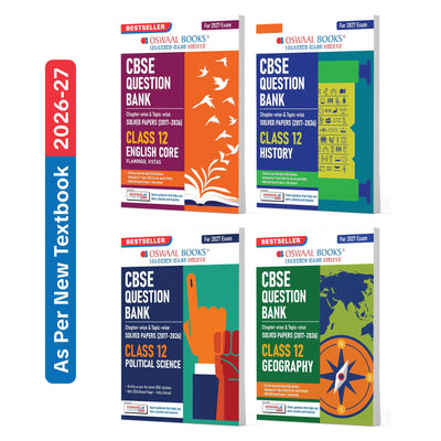 Oswaal CBSE Question Bank for Class 12 English Core, History, Political Science & Geography (Set of 4) Chapter & Topic-wise: Solved Papers (2017-2026) | Includes 2026 solved Papers | With Oswaal AI | For 2027 Exam