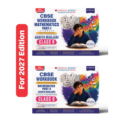 Oswaal CBSE Workbook Class 9 Mathematics Part-1 & Part-2 | aligned with NCERT Ganita Manjari | Perforated Worksheets for Practice with Competency Based questions | 2027 Exam