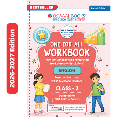 Oswaal One for All Workbook Class 3 English | 70+ Concept-wise Perforated Worksheets | Based on NCERT Santoor | NEP 2020 & NCF 2023 Aligned | For CBSE & State Boards | Builds Concept Clarity & Scientific Skills