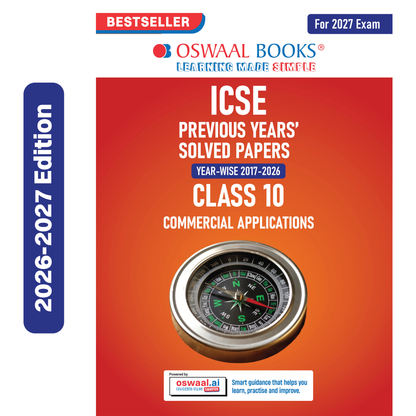 Oswaal ICSE 10 Previous Years' Solved papers | Year-wise (2017-2026) | Class-10 | Commercial Applications | For 2027 Exam | Oswaal AI