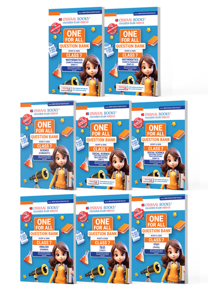 One For All Question Banks NCERT & CBSE Class 7 (Set of 8 Books) Mathematics Part-1, Part-2, Science, Social Science Part-1, Part-2, English, Hindi And Sanskrit (For Latest Exam)