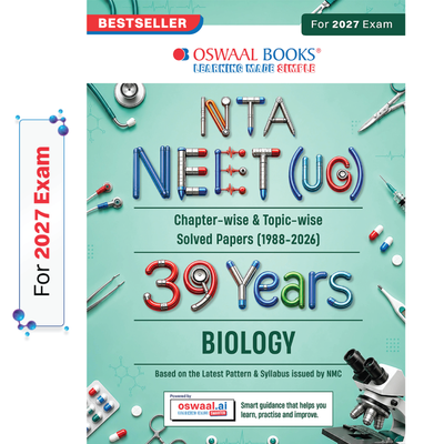 Oswaal NEET (UG) 39 Years' Chapter-wise & Topic-wise Question Bank-Biology (1988-2026) | 3rd May and 21 June 2026 Paper Fully Solved | With Revision Notes, Mind Maps & Mnemonics | Oswaal AI