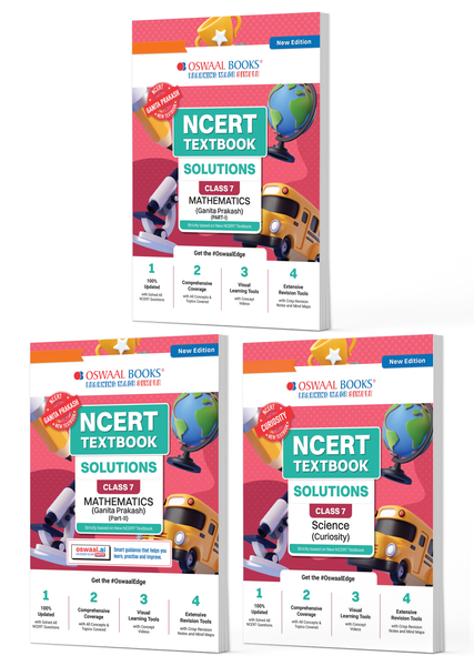 NCERT Textbook Solutions Class 7 Mathematics Part-1, Part-2 & Science | Set of 3 Books | For Latest Exam