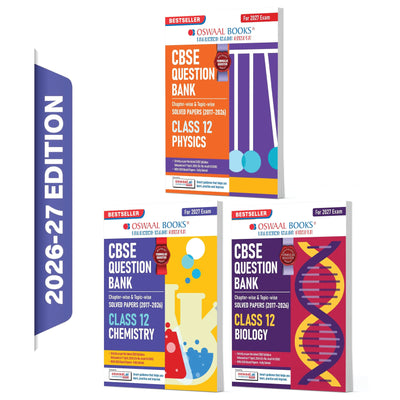 Oswaal CBSE Question Bank for Class 12 Physics, Chemistry & Biology (Set of 3) Chapter & Topic-wise: Solved Papers (2017-2026) | Includes 2026 solved Papers | With Oswaal AI | For 2027 Exam