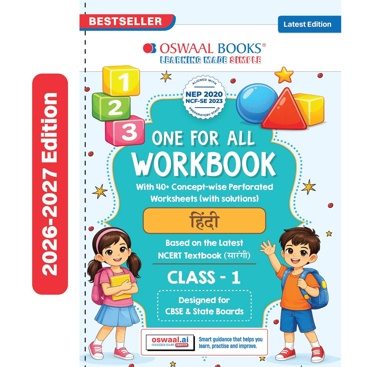 Oswaal One for All Workbook Class 1 Hindi | 40+ Concept-wise Perforated Worksheets | Based on NCERT Sarangi | NEP 2020 & NCF 2023 Aligned | For CBSE & State Boards | Builds Concept Clarity & Scientific Skills