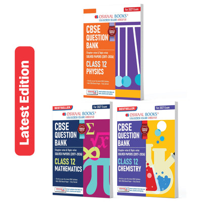 Oswaal CBSE Question Bank for Class 12 Physics, Chemistry & Maths (Set of 3) Chapter & Topic-wise: Solved Papers (2017-2026) | Includes 2026 solved Papers | With Oswaal AI | For 2027 Exam