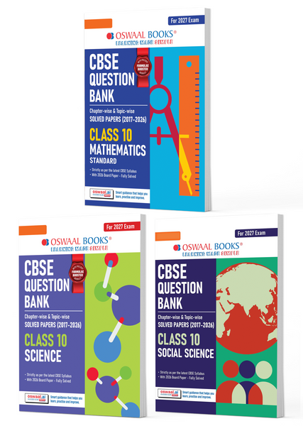 CBSE Question Bank Maths Standard, Science & Social Science (Set of 3 Books) For Class 10 Chapterwise and Topicwise SOLVED PAPERS With Mind Maps & Revision Notes For 2027 Exam