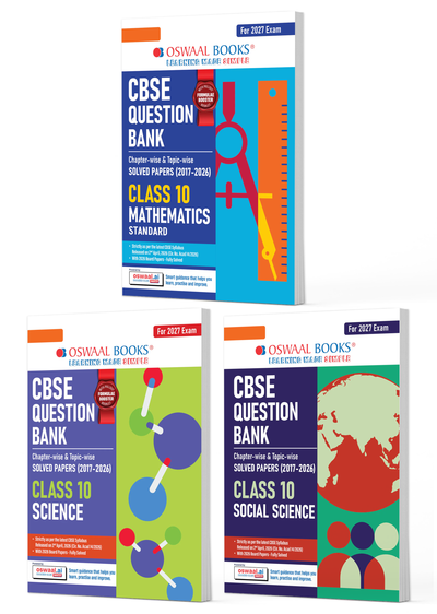 CBSE Question Bank Maths Standard, Science & Social Science (Set of 3 Books) For Class 10 Chapterwise and Topicwise SOLVED PAPERS With Mind Maps & Revision Notes For 2027 Exam