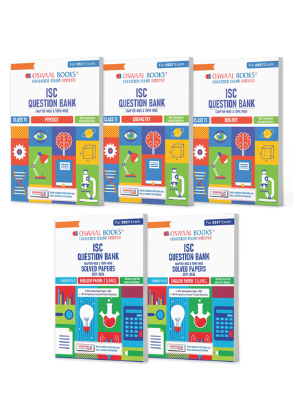 Class 11 ISC Physics, Chemistry, Biology, English Paper-1 & 2 Question Bank (Set of 5 Books) | Chapter-wise & Topic-wise with Competency Based Questions | For 2027 Exam | Self-Assessment Papers