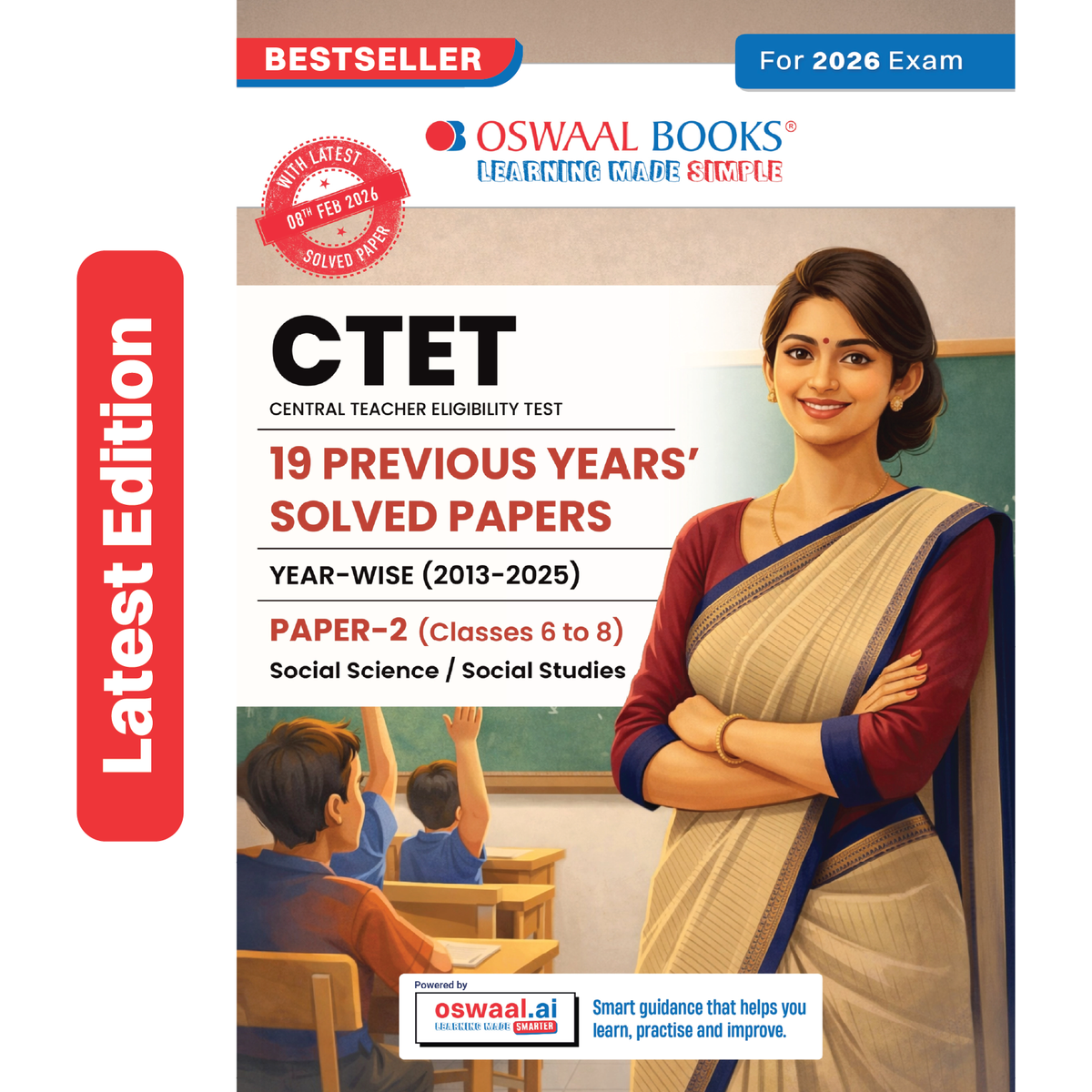 Oswaal CTET Paper 2 (Classes 6-8) Social Science & Social Studies 19 Previous Years' Solved Papers English Medium | Year-wise 2013-2025 | Includes Feb 2026 Solved Paper | With Oswaal AI | For 2026 Exam